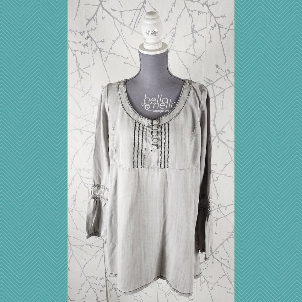 Bluepower Light Gray Tencel Bell Sleeve Tunic